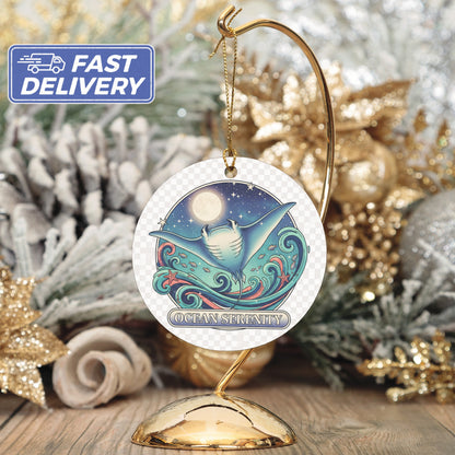 Ocean Serenity Round Ceramic Ornament product