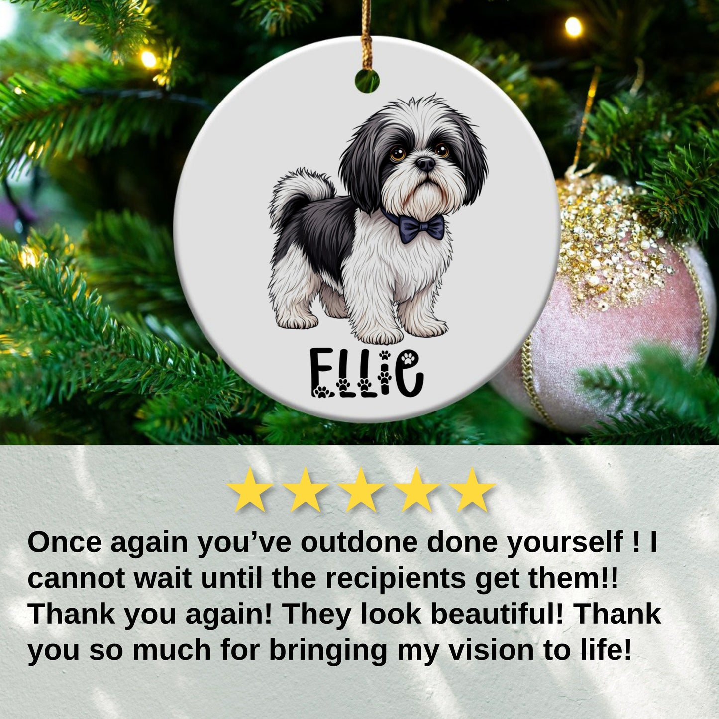 Custom Dog Illustration Hanging Ornament product type