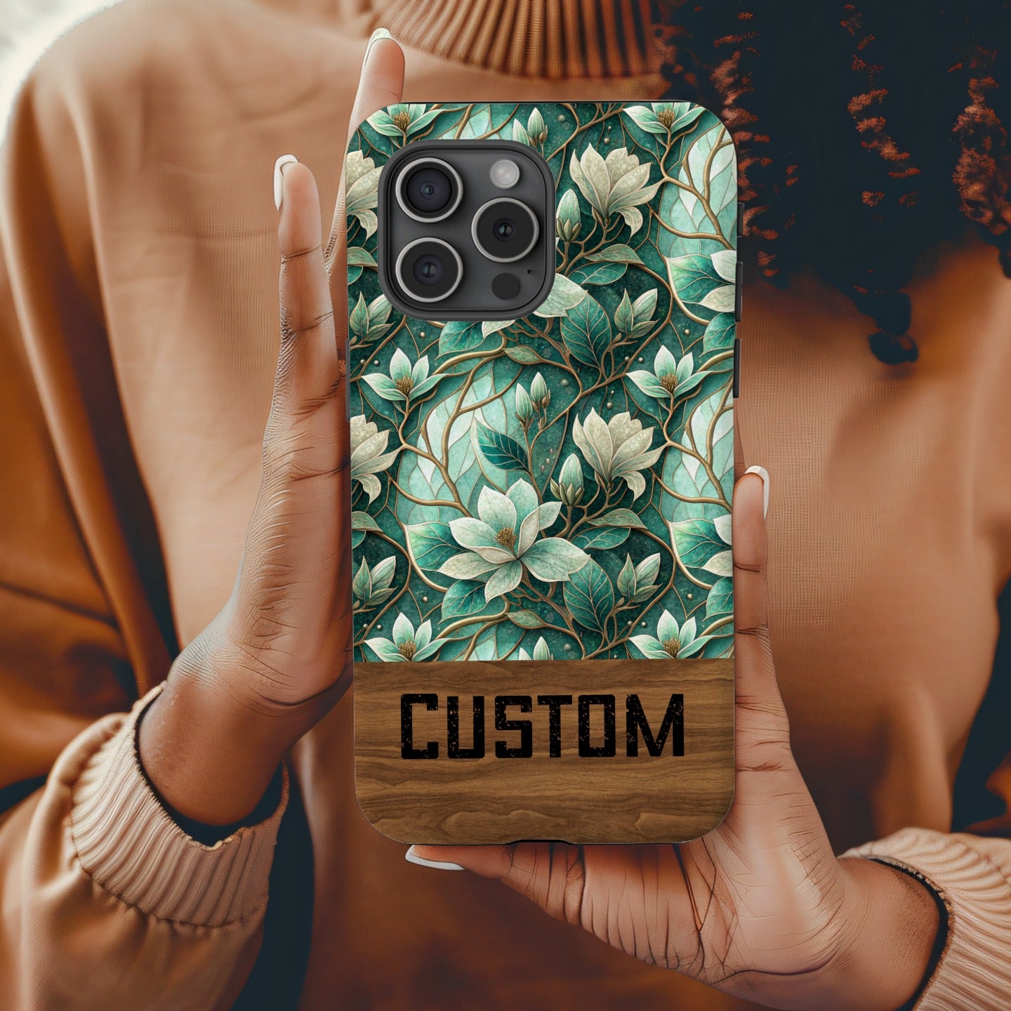 Custom Floral Design Phone Case with Name Personalization