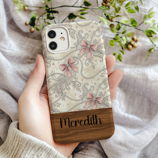 Elegant Floral and Bow Design Personalized Phone Case