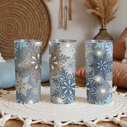 Elegant Winter Snowflake Design Insulated Tumbler Cup