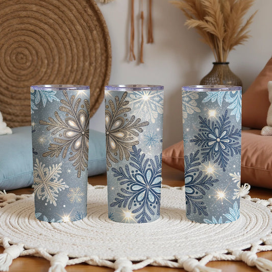 Elegant Winter Snowflake Design Insulated Tumbler Cup