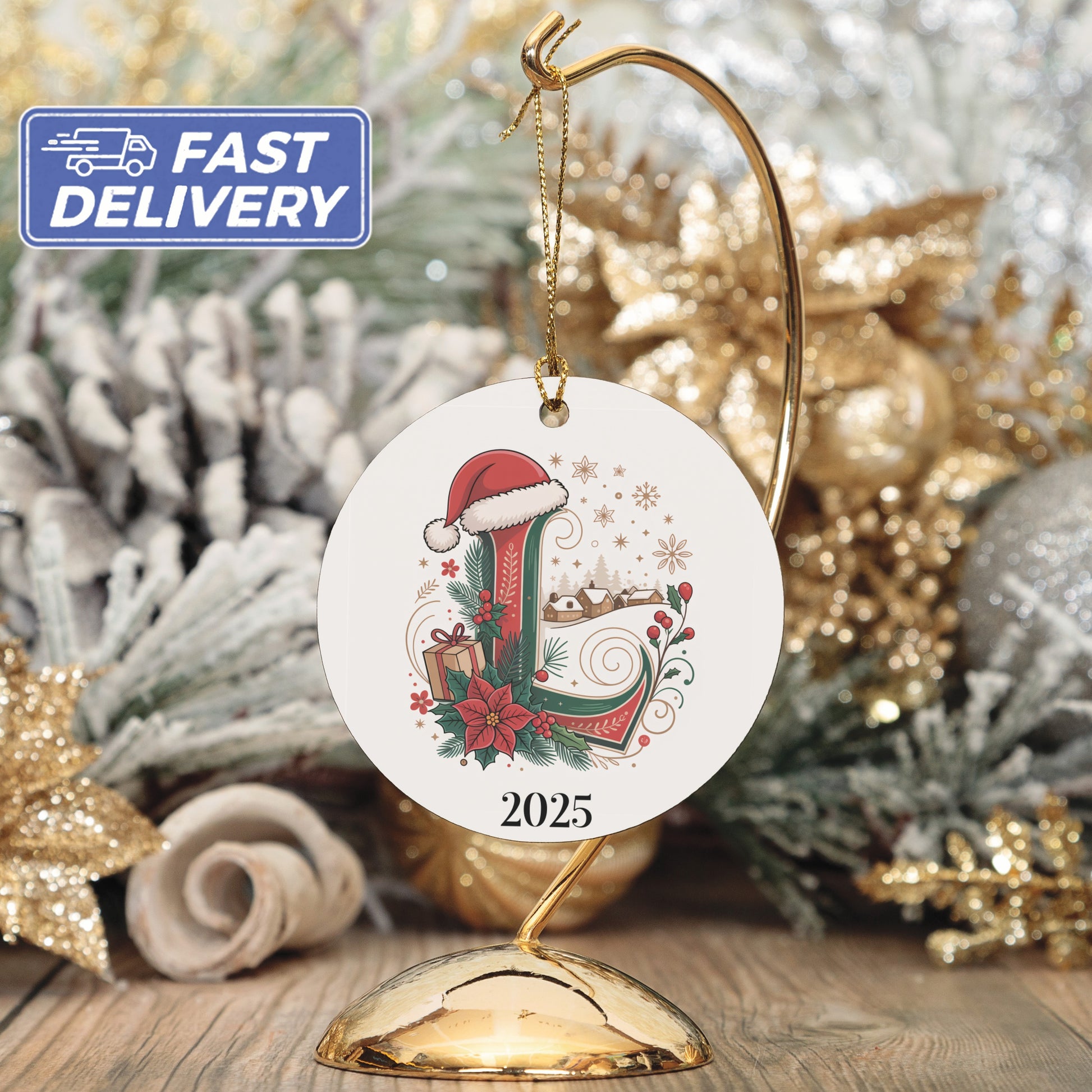 Santa Hat Sleigh Christmas Ornament 2025 product type