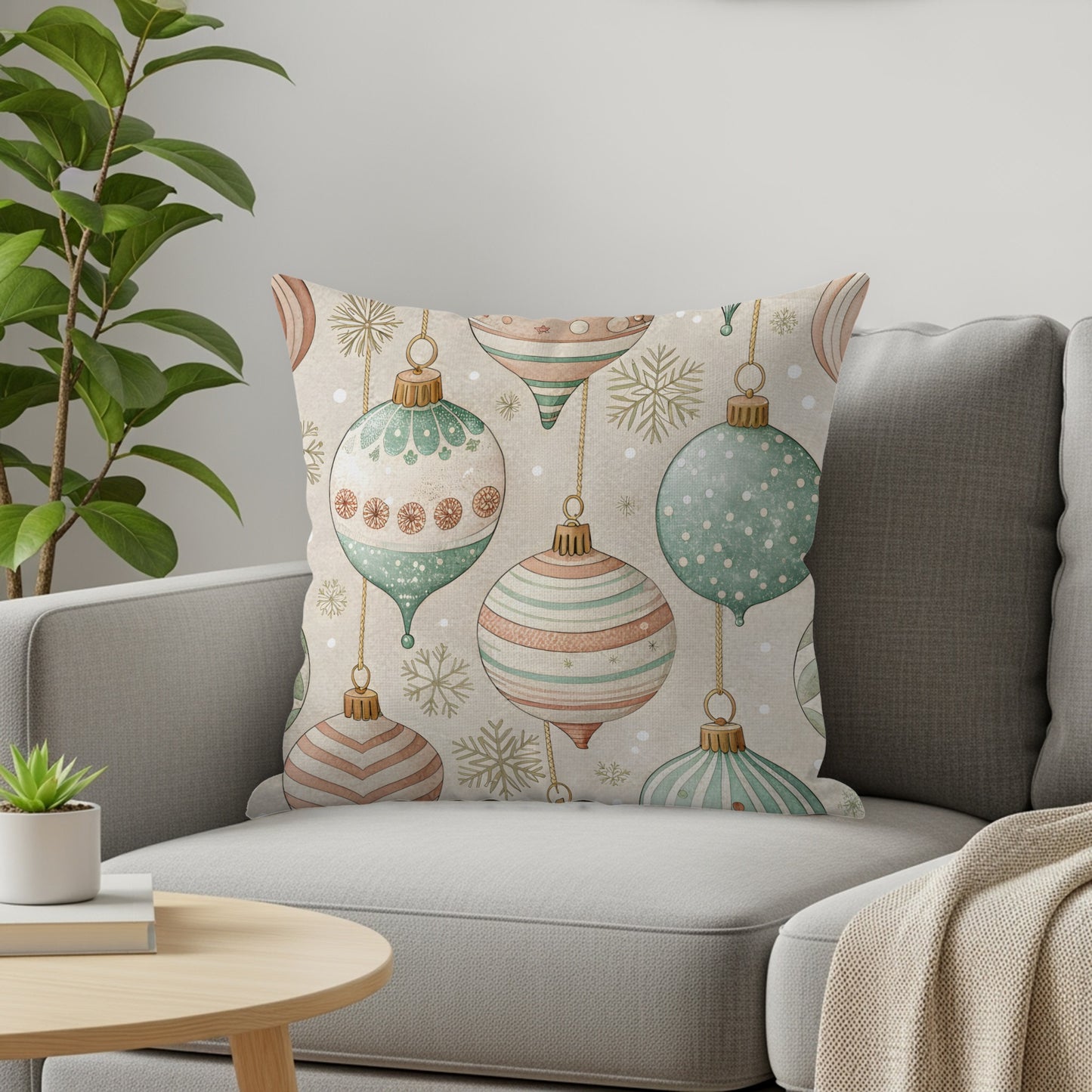 Festive Vintage Ornament Design Decorative Pillow Cover