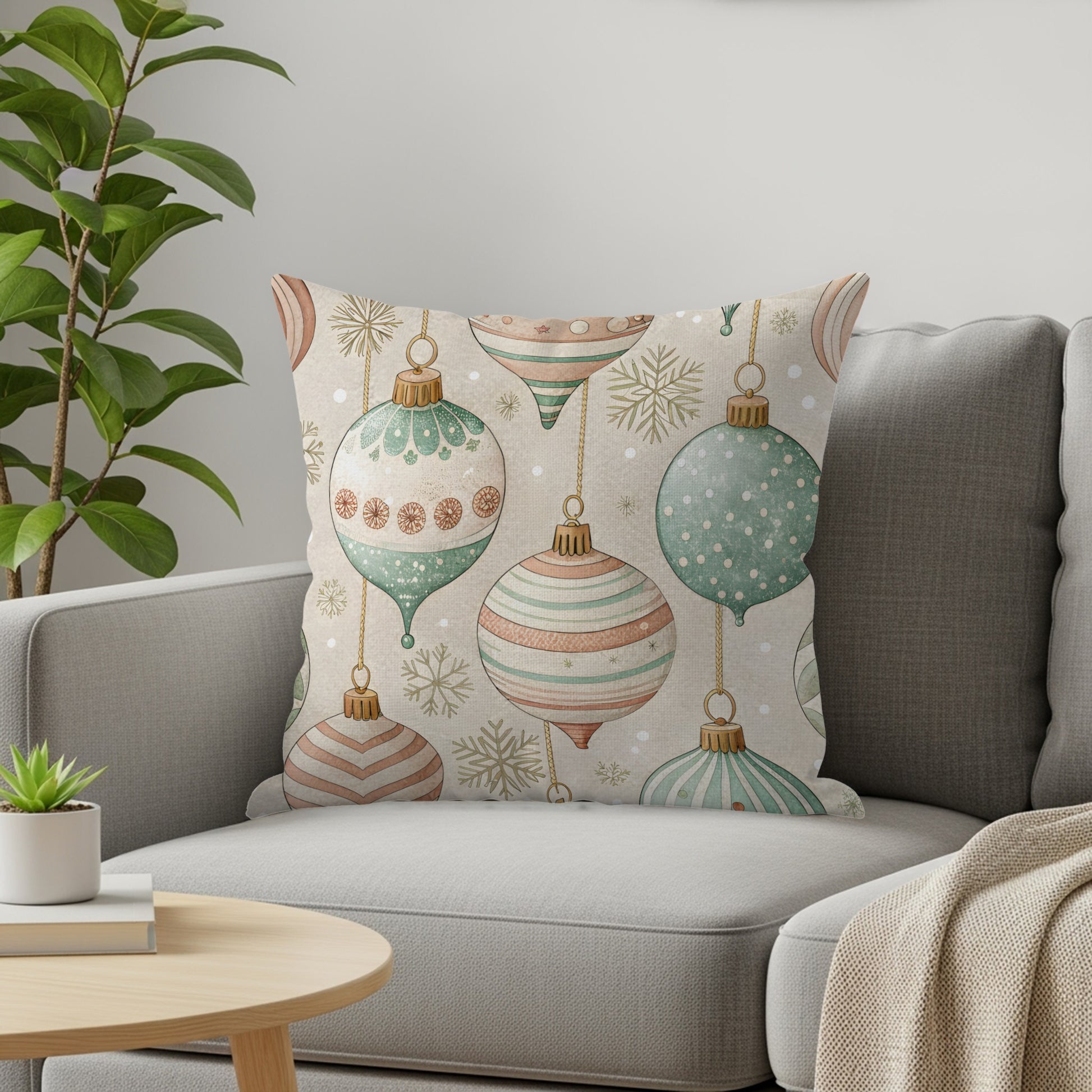Festive Vintage Ornament Design Decorative Pillow Cover