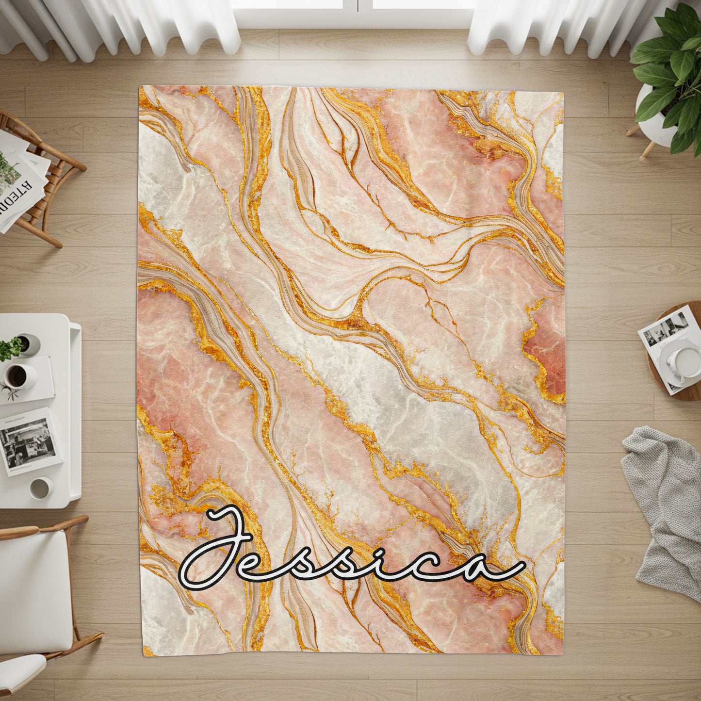 Jessica Custom Name Marble Design Rug
