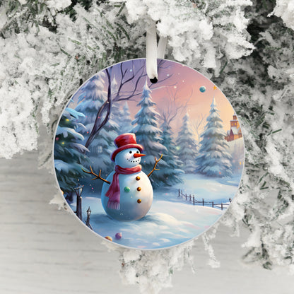 Snowman Winter Scene Christmas Ornament product type