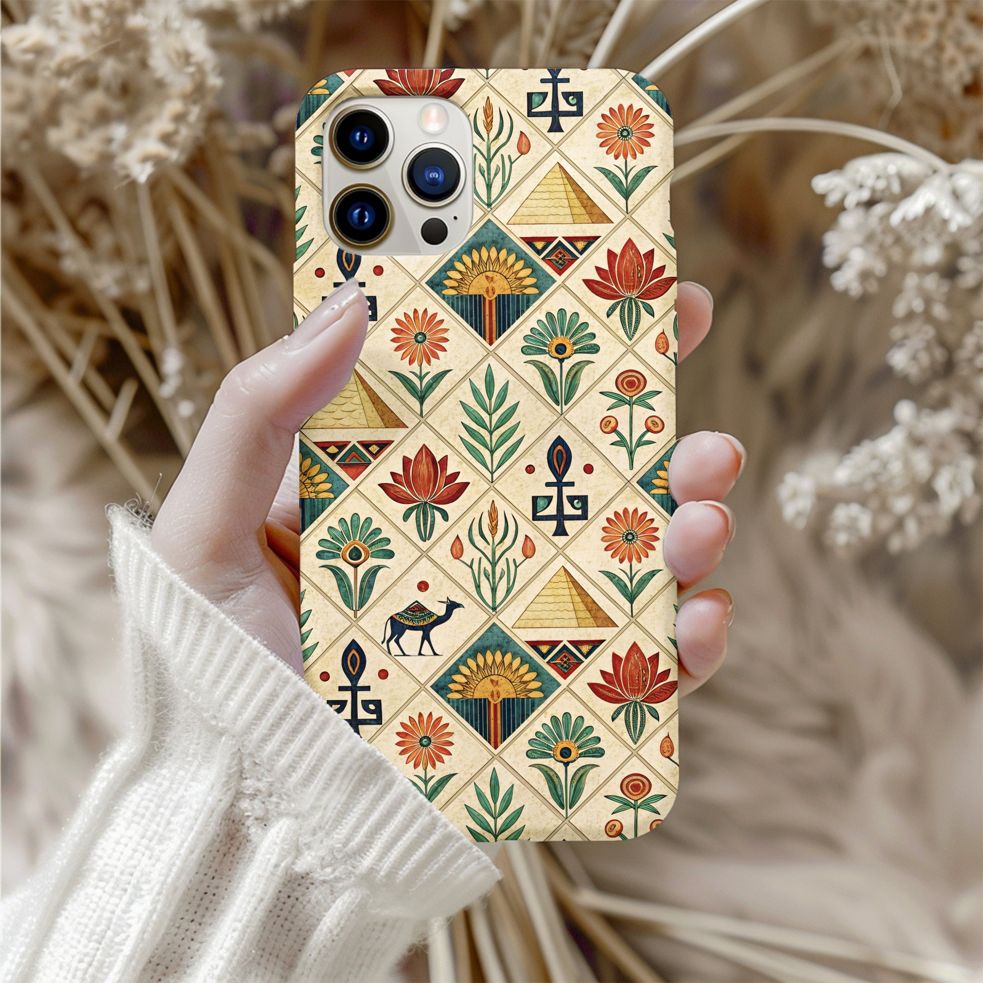 Boho Mandala Pattern Phone Case with Floral Motifs