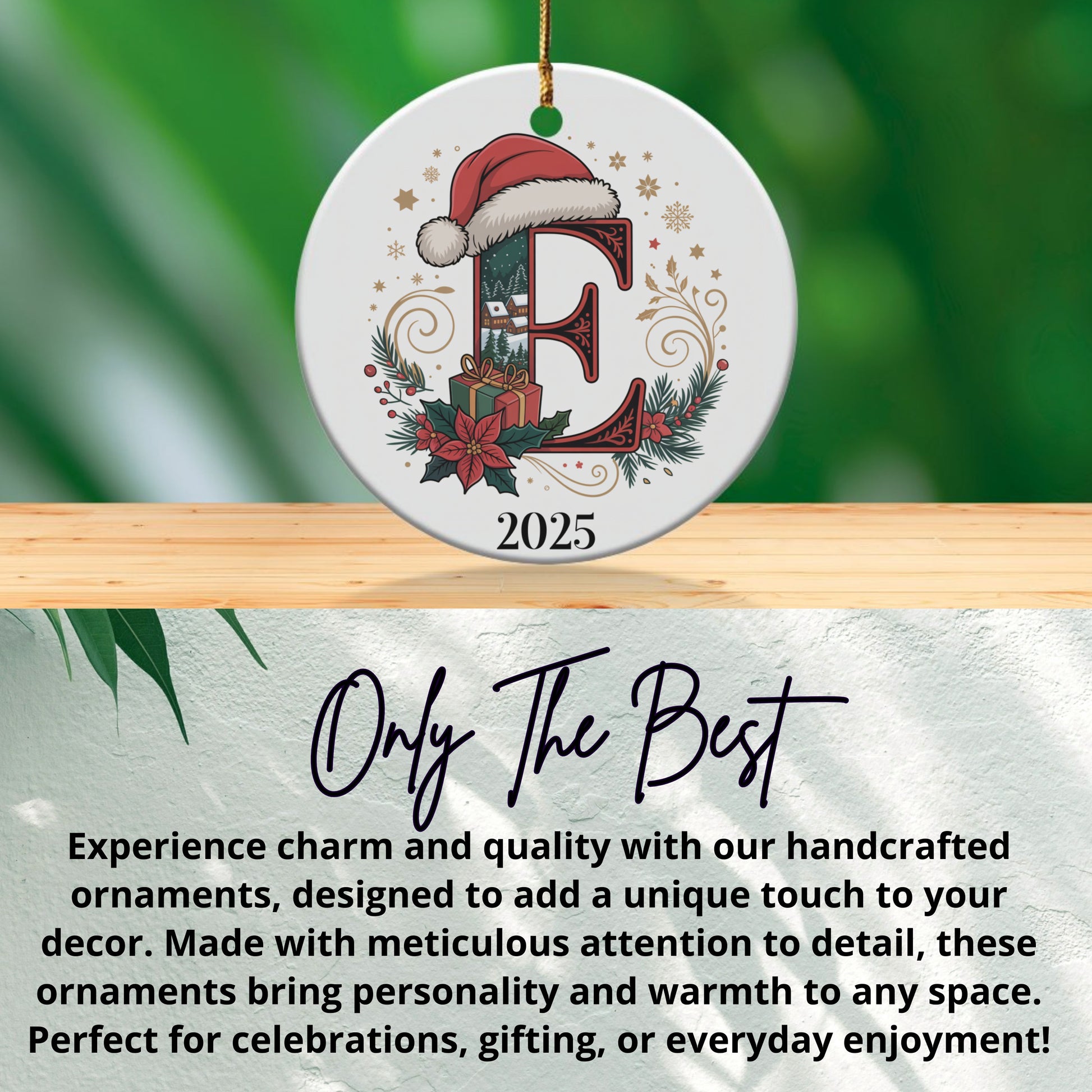 Personalized Santa Hat Initial 2025 Ornament product