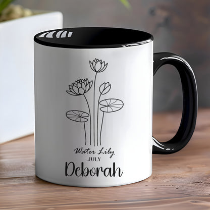 Water Lily July Deborah Personalized Mug Gift
