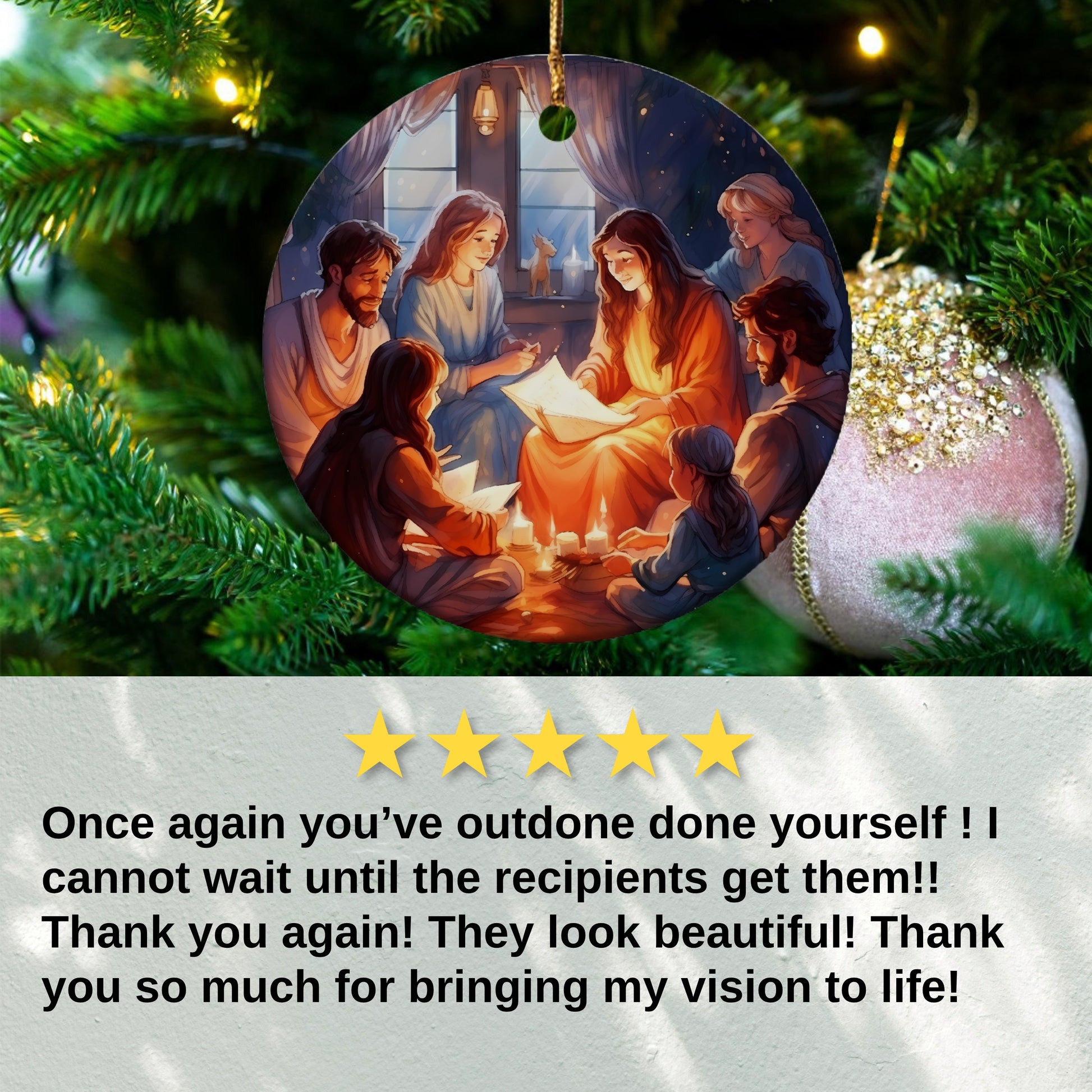 Beautiful Christmas Ornament with Family Scene product