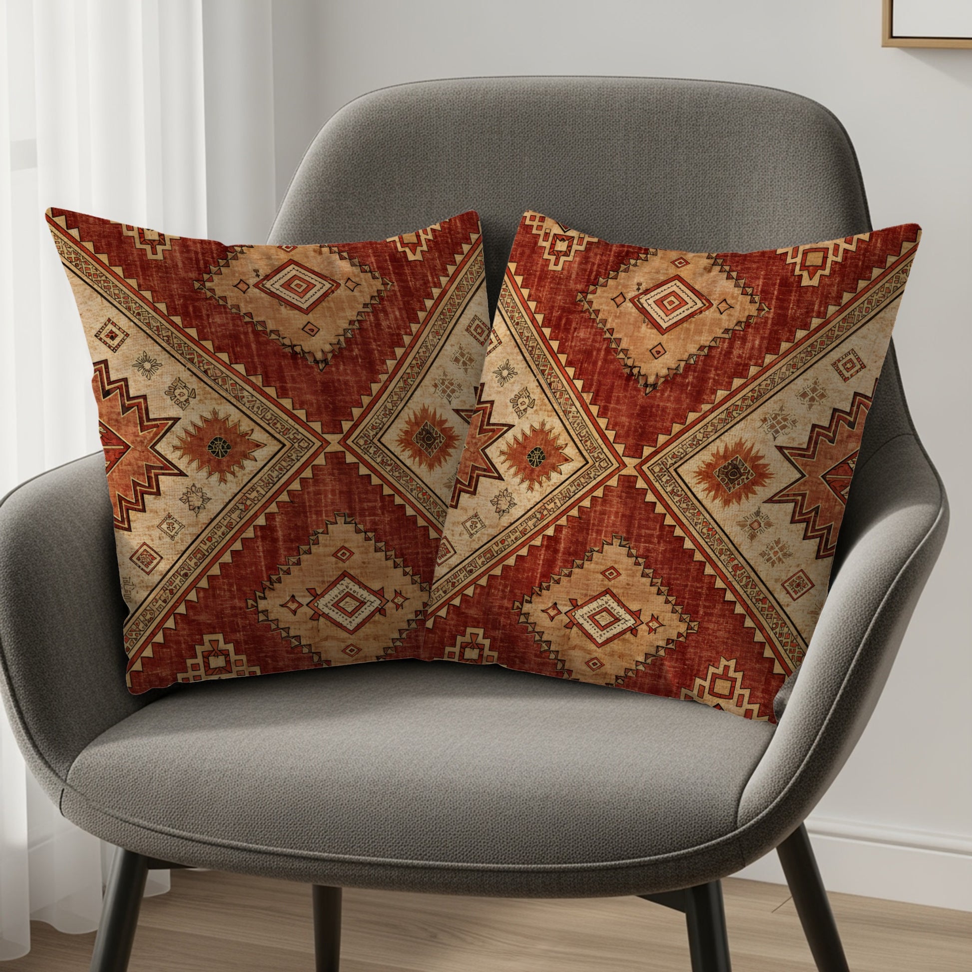 Decorative Throw Pillows with Geometric Pattern Design