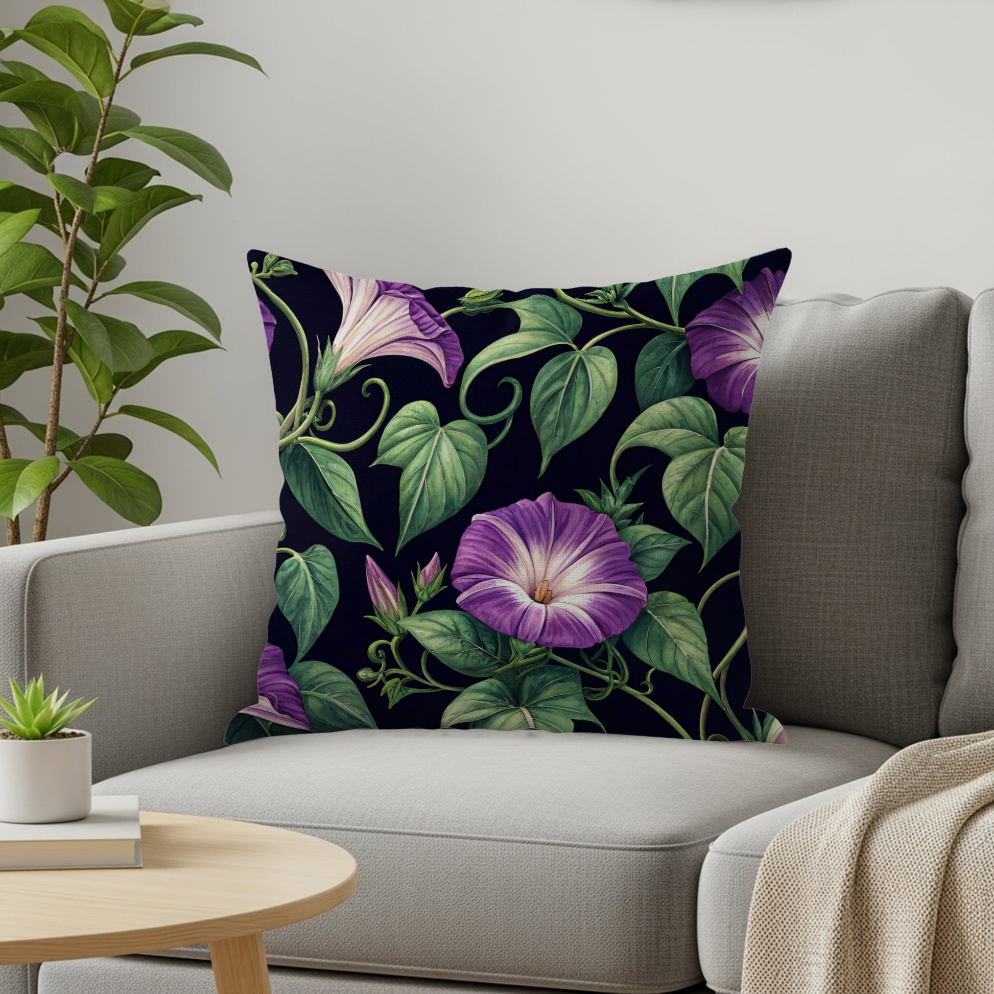 Vibrant Purple Floral Design Decorative Pillow
