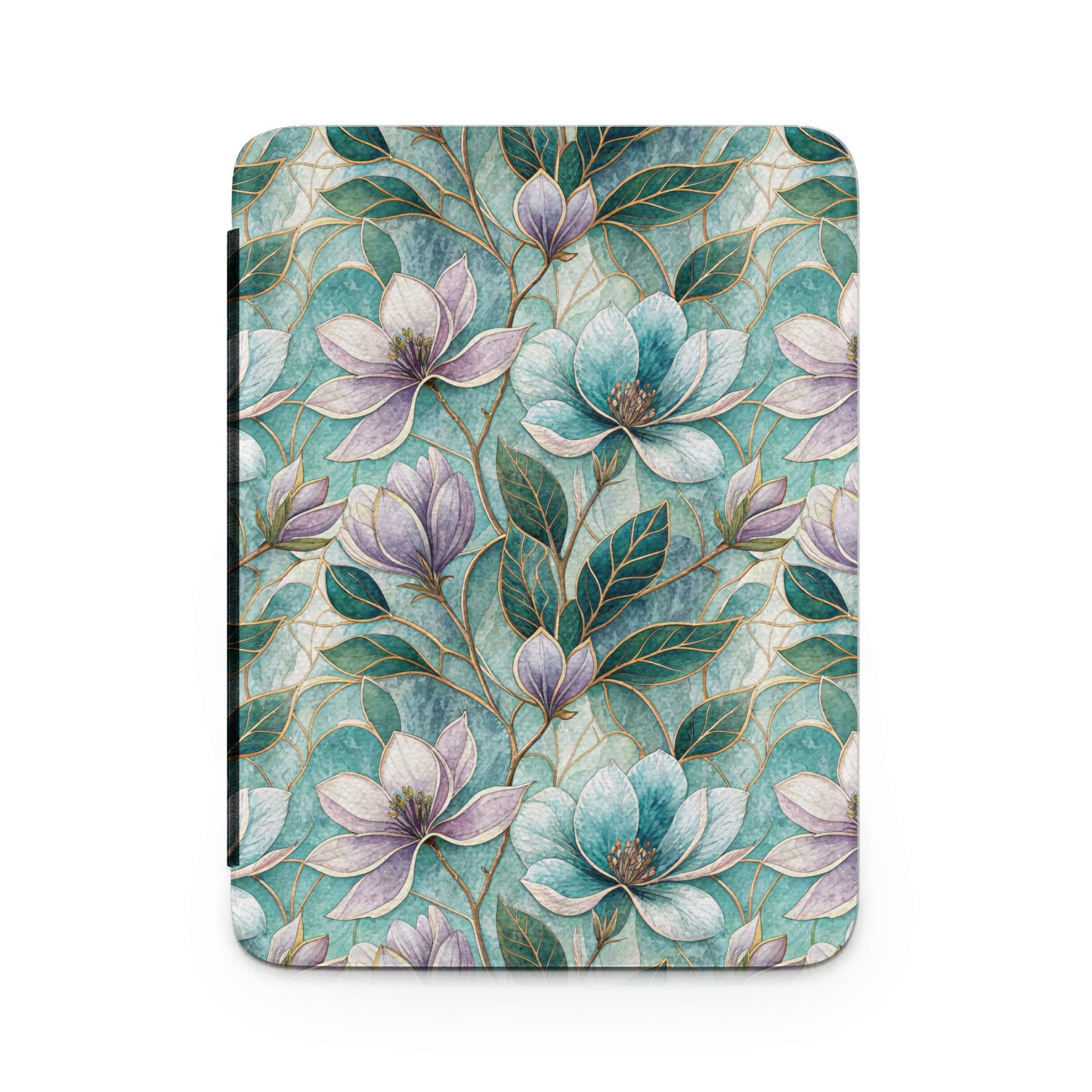 Elegant Floral Pattern with Teal Background Cover