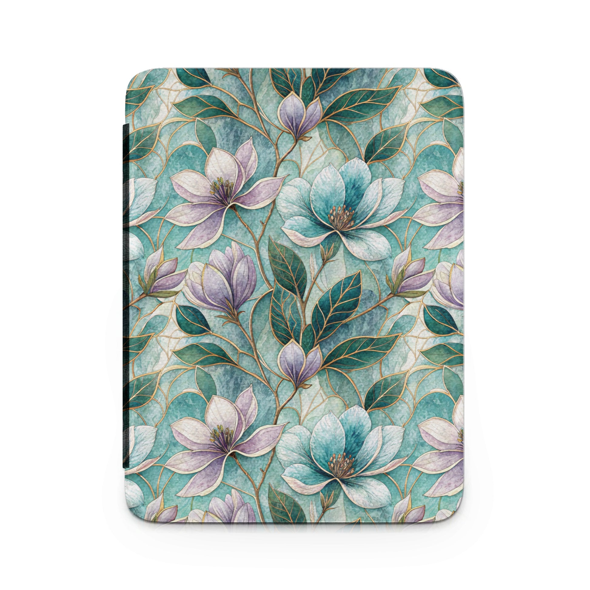 Elegant Floral Pattern with Teal Background Cover