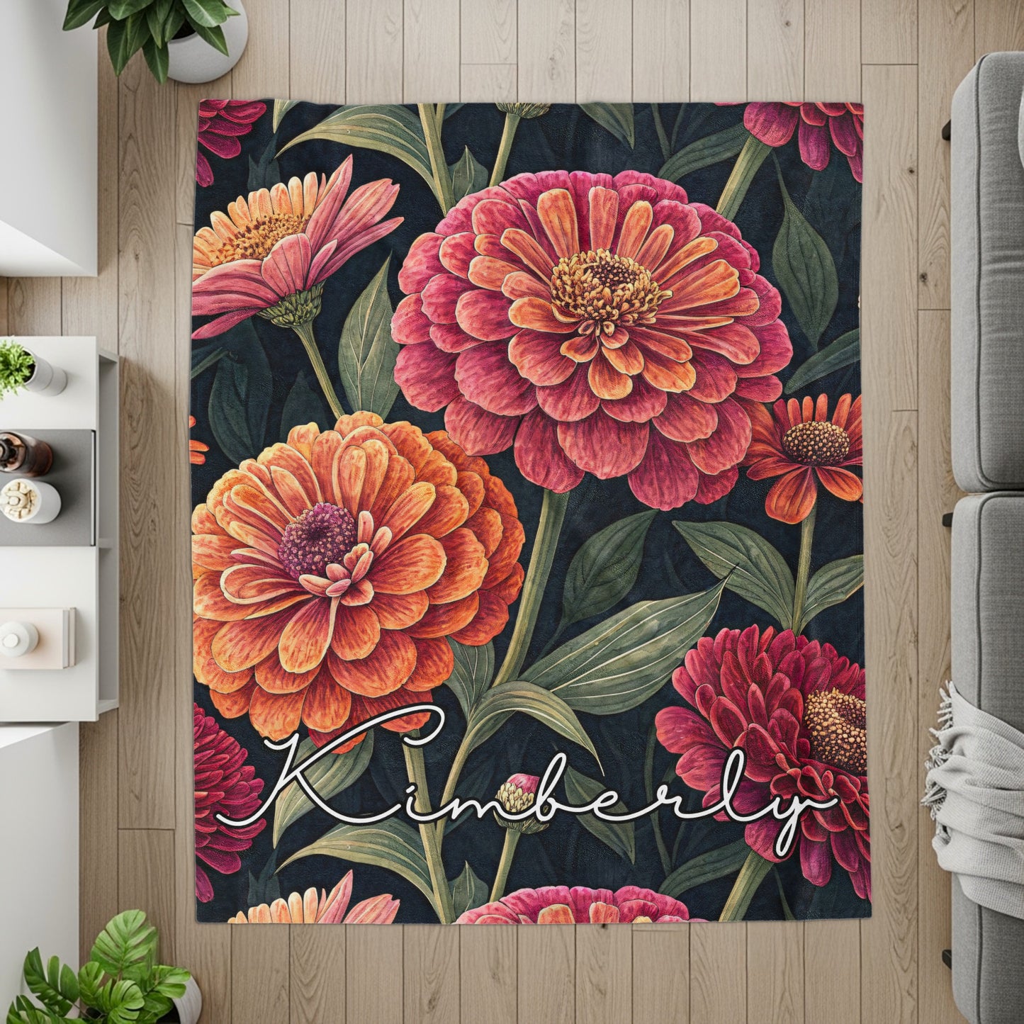 Vivid Floral Arrangement Custom Name Design Special Blankets - Walk Greener