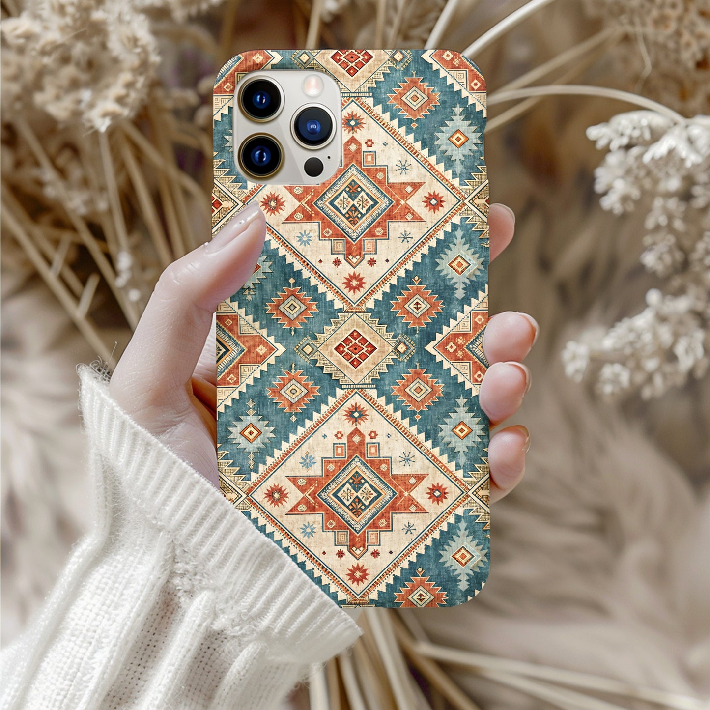Detailed Geometric Pattern with Diamond Shapes Slim Custom Phone Case - Walk Greener