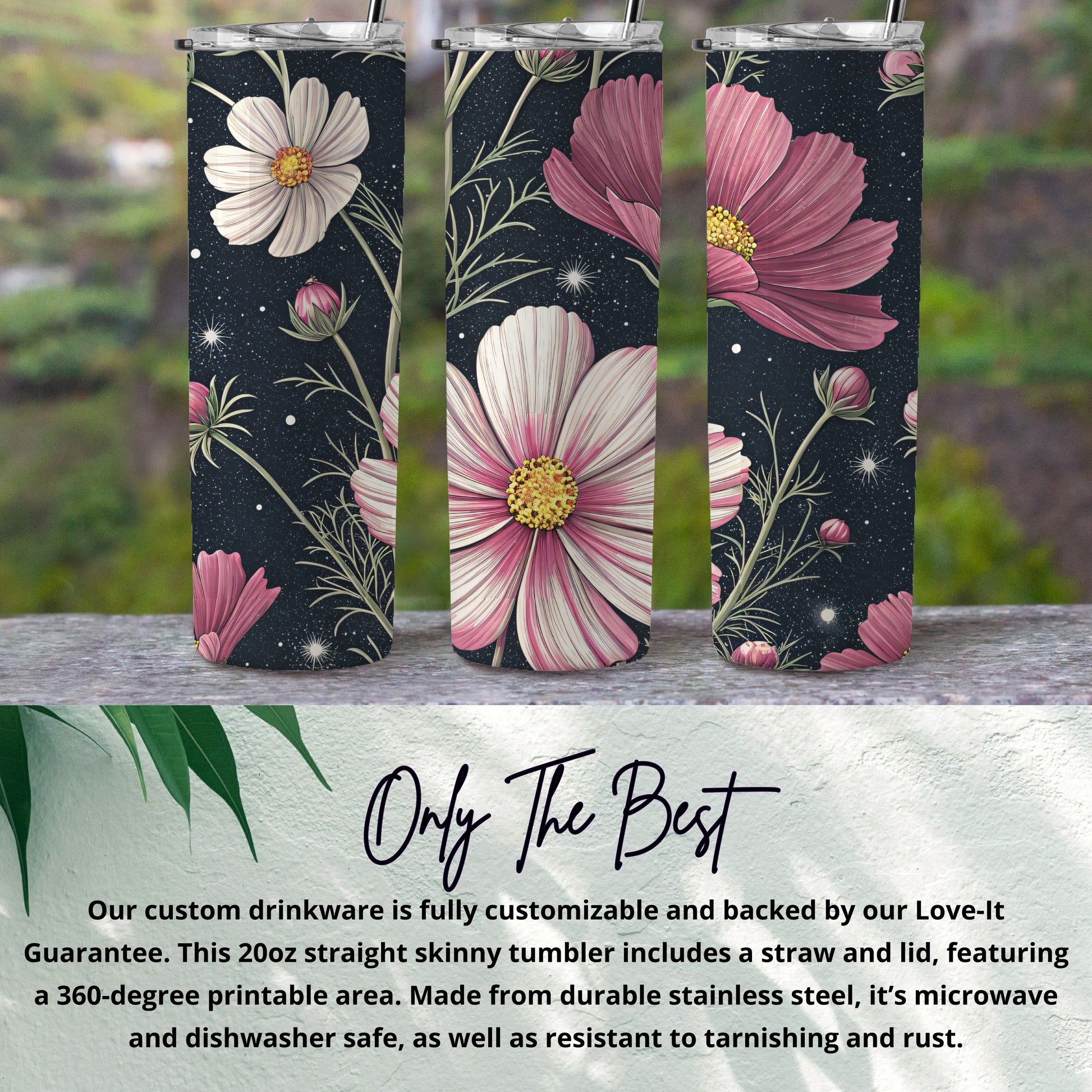 Floral Design Stainless Steel Insulated Tumbler 20oz