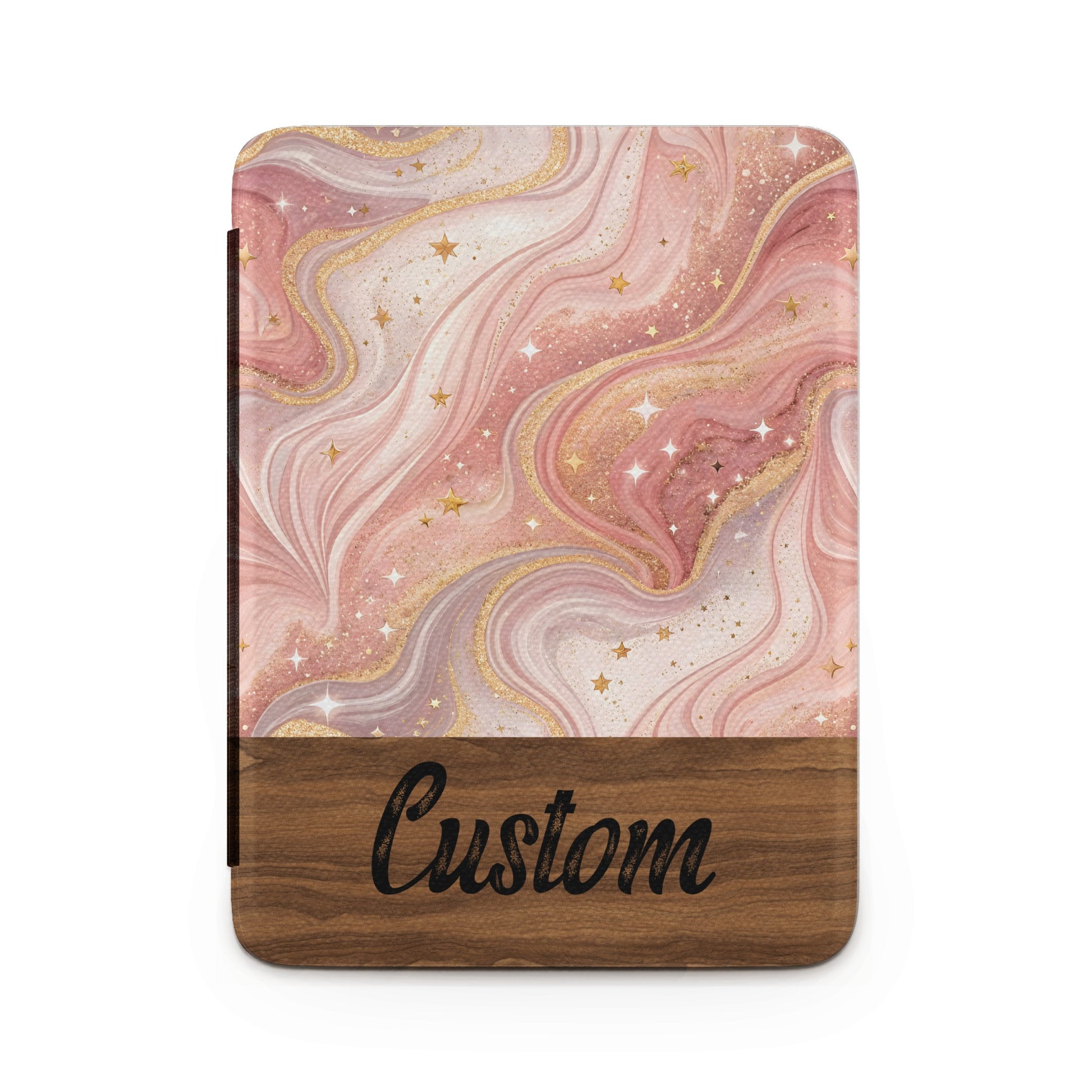 Pink and Gold Custom Stars Pattern Tablet Cover