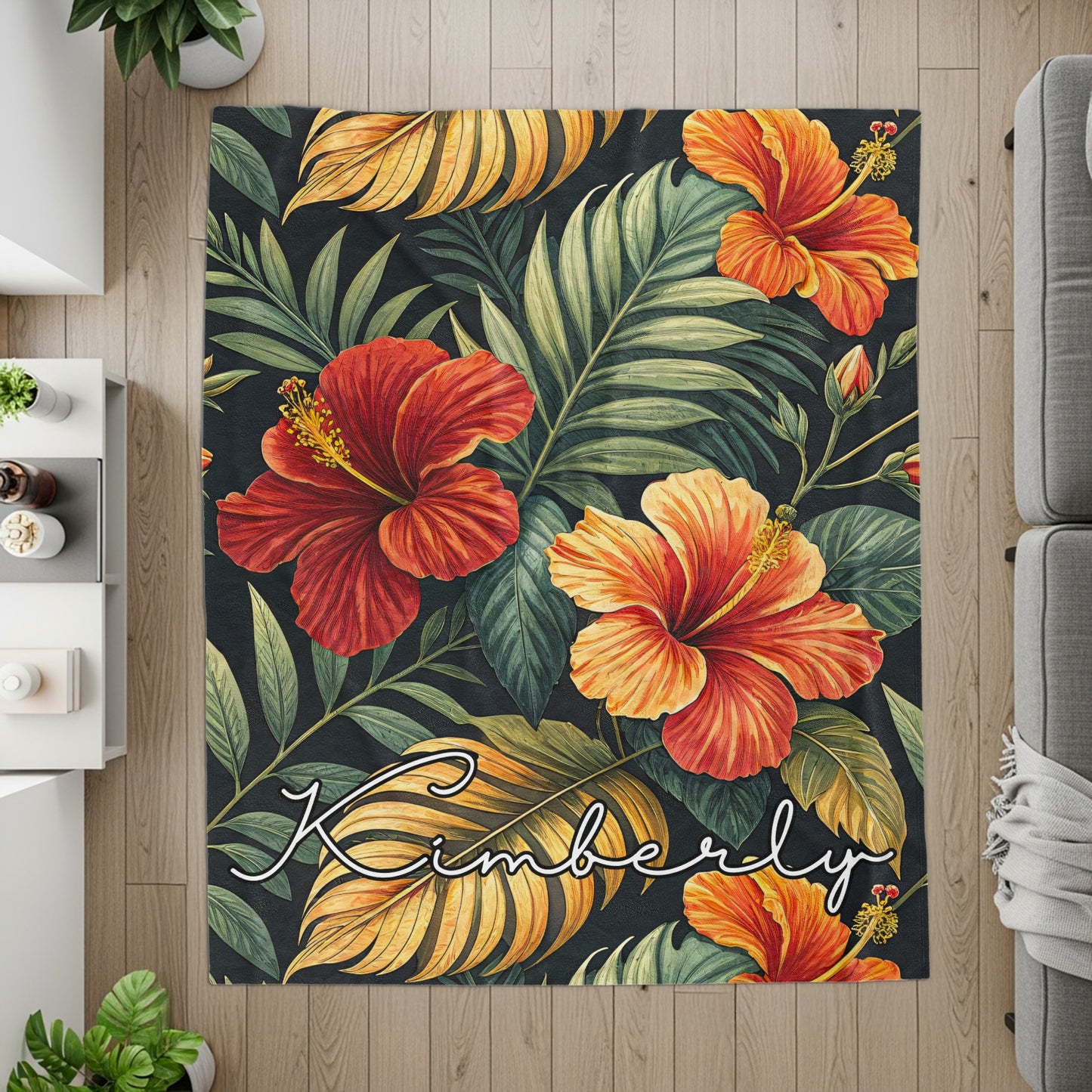 Vibrant Tropical Flower Design Kimberly Rug