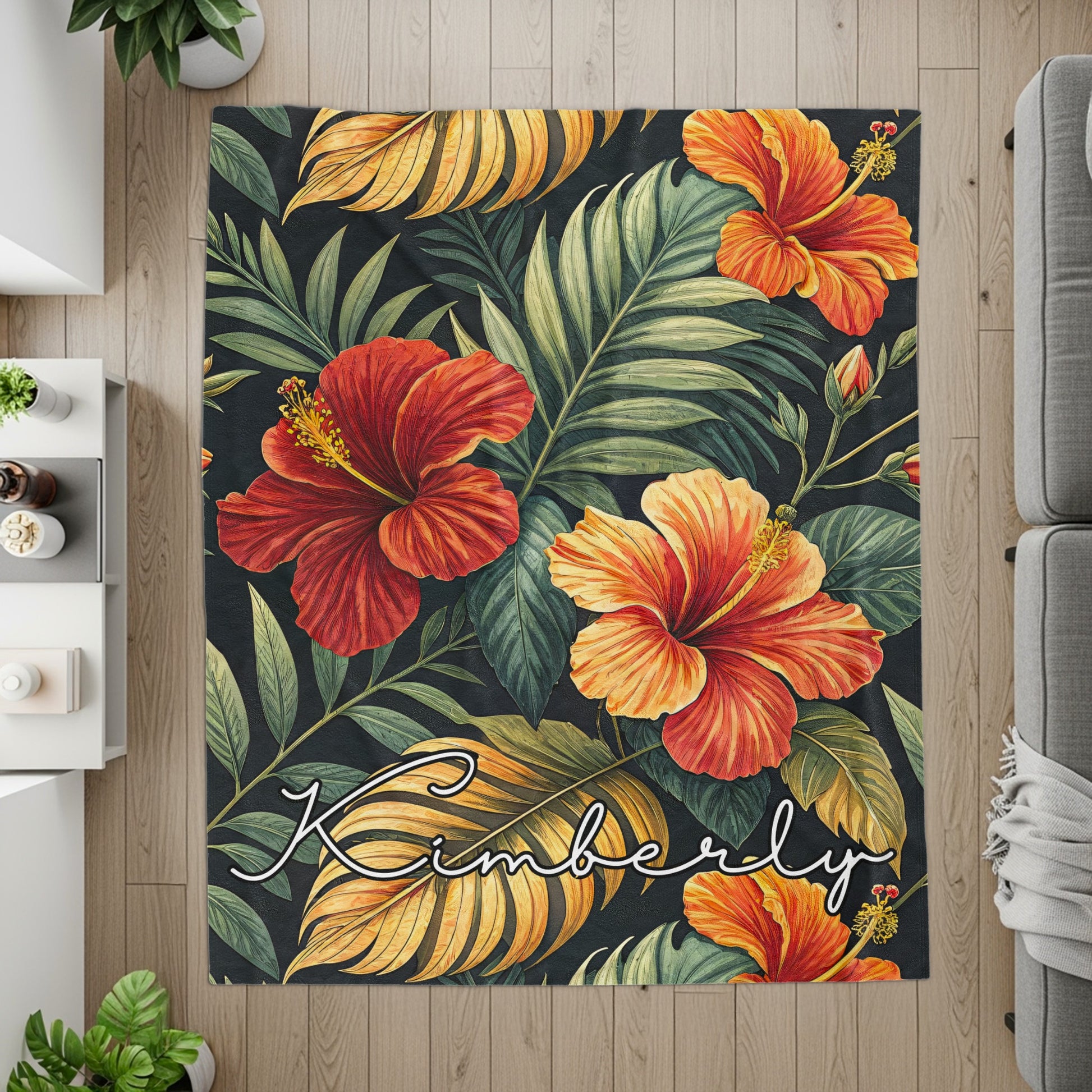 Vibrant Tropical Flower Design Kimberly Rug