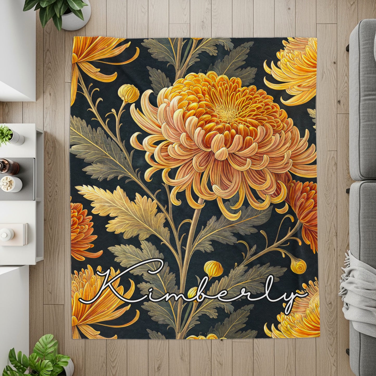 Custom Name with Floral Print Personalized Blanket - Walk Greener