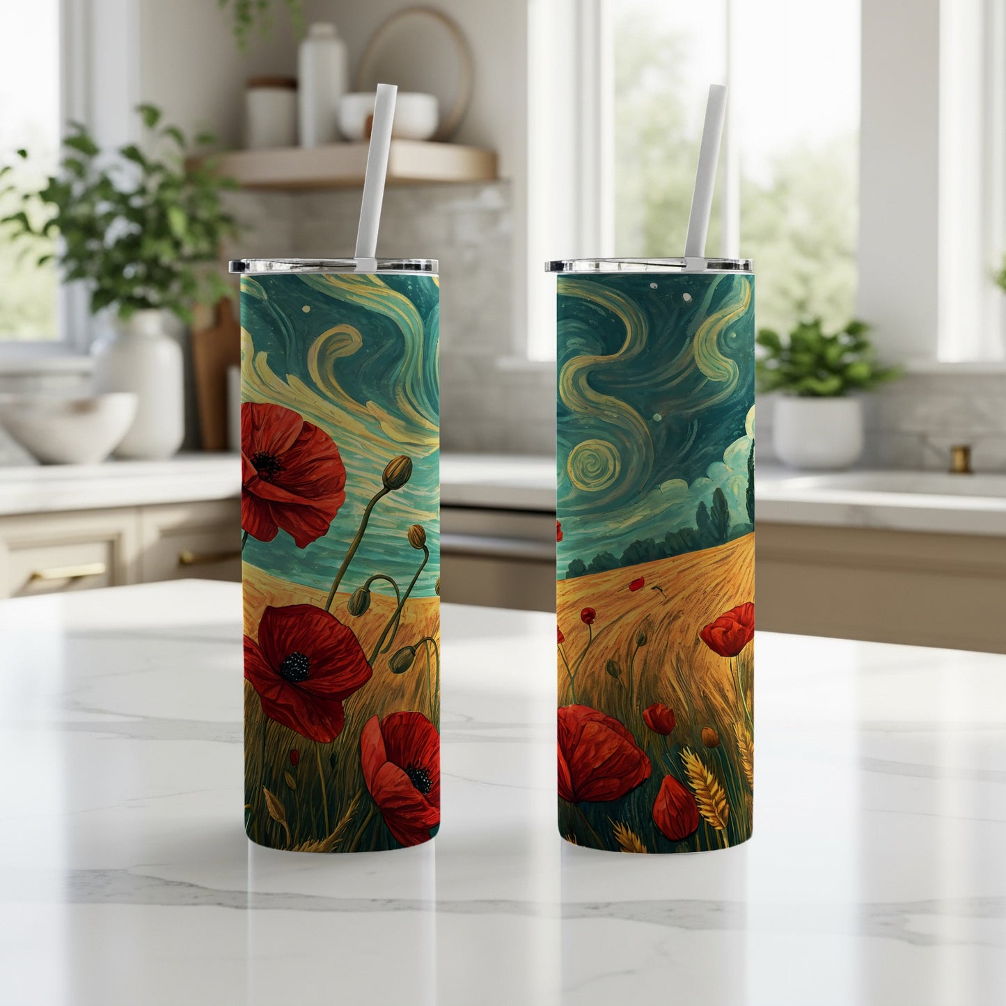 Van Gogh Inspired Poppy Field Insulated Tumbler