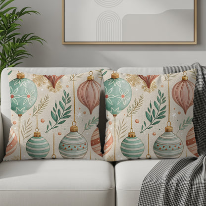 Festive Christmas Watercolor Art Design Throw Pillows - Walk Greener