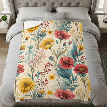 Red Yellow Floral Watercolor Botanical Art Design - Walk Greener