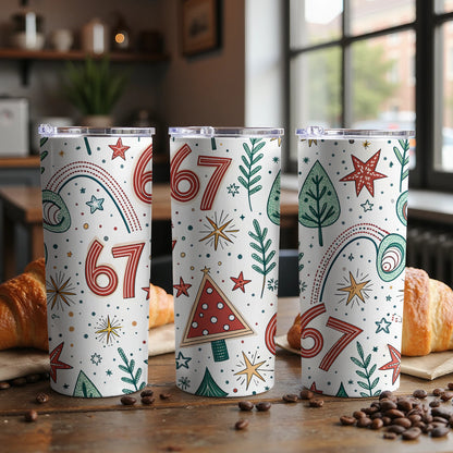 Festive Christmas Numbers Stars Trees Seamless Pattern Tumbler - Walk Greener