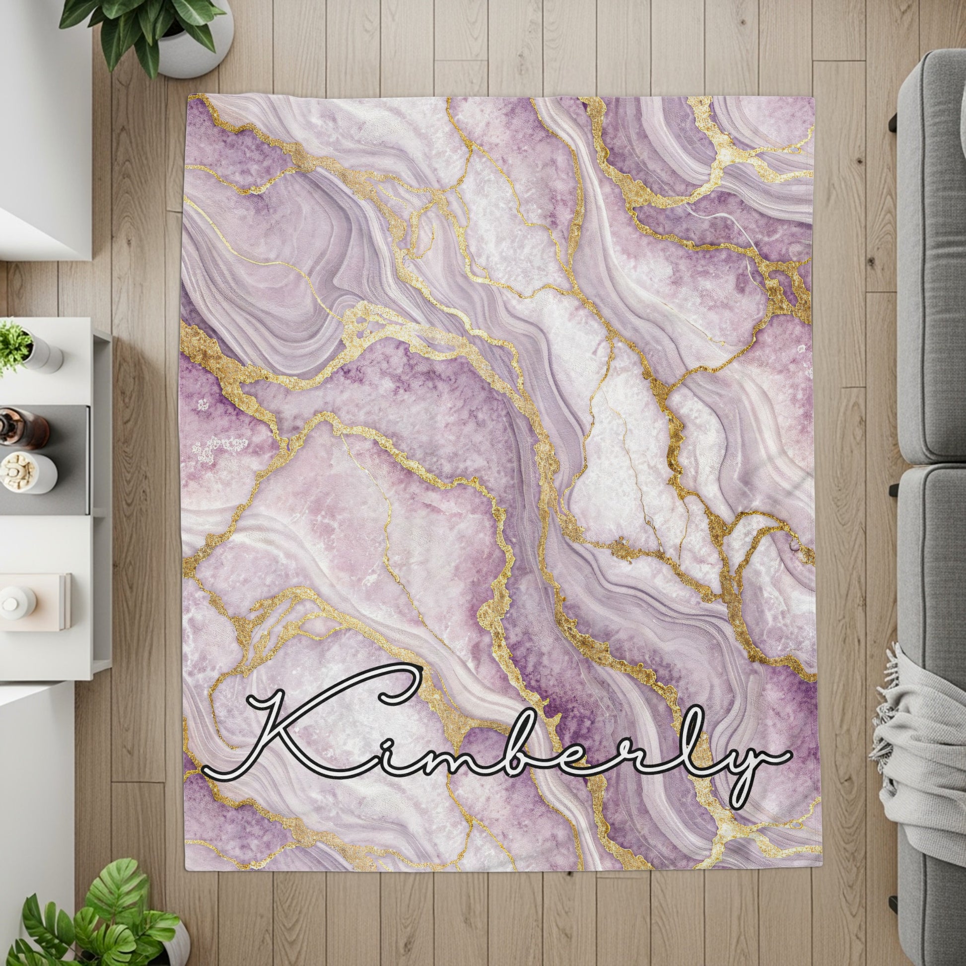 Custom Purple Marble Design Personalized Rug