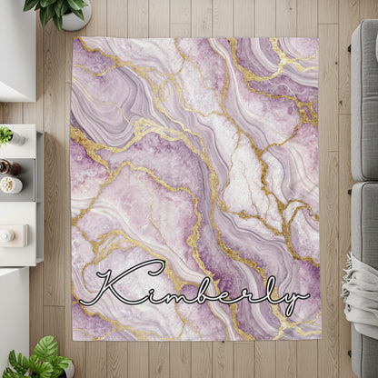 Custom Purple Marble Design Personalized Rug