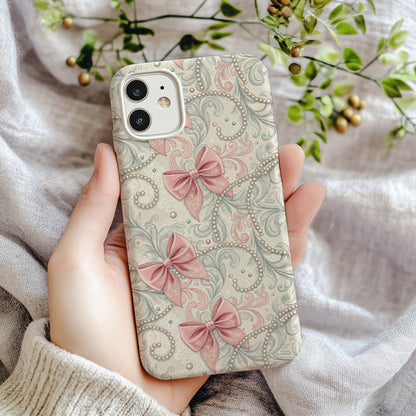 Elegant Pink Bow Patterned Protective Phone Case