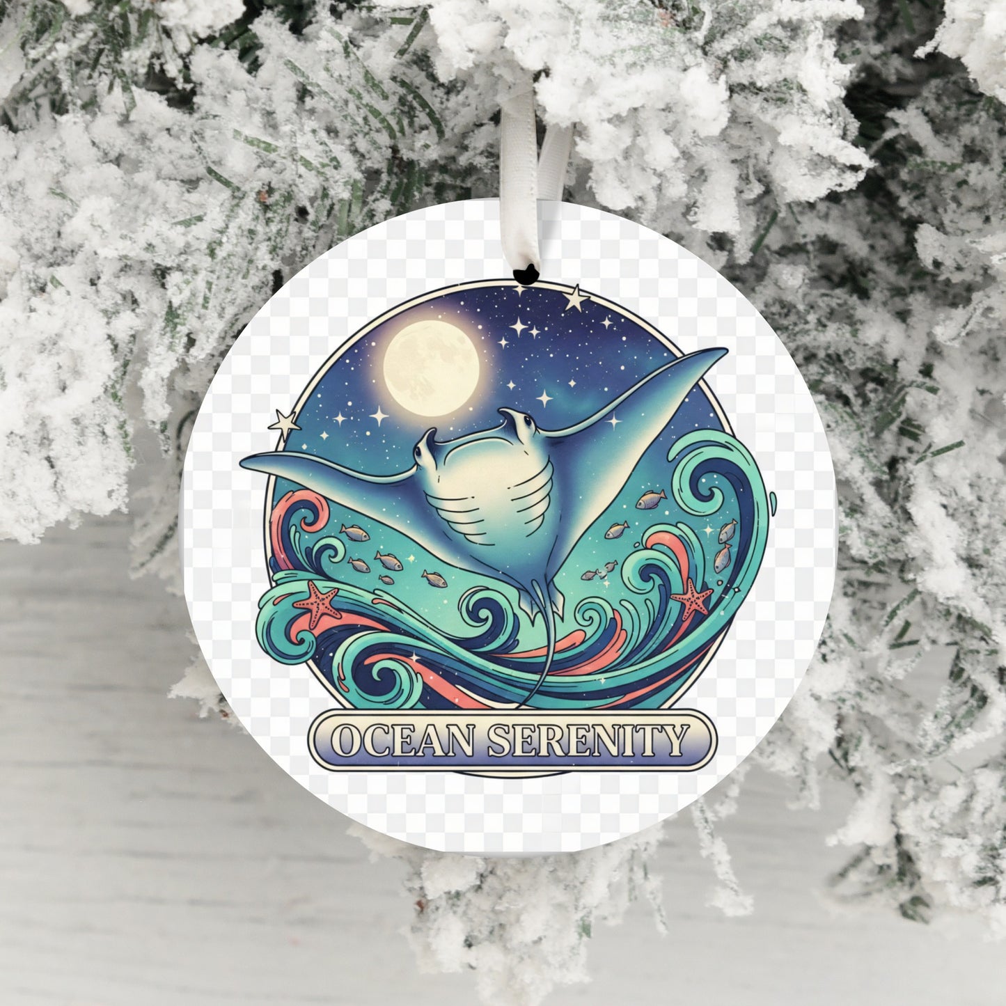 Ocean Serenity Manta Ray Design Christmas Ornament product