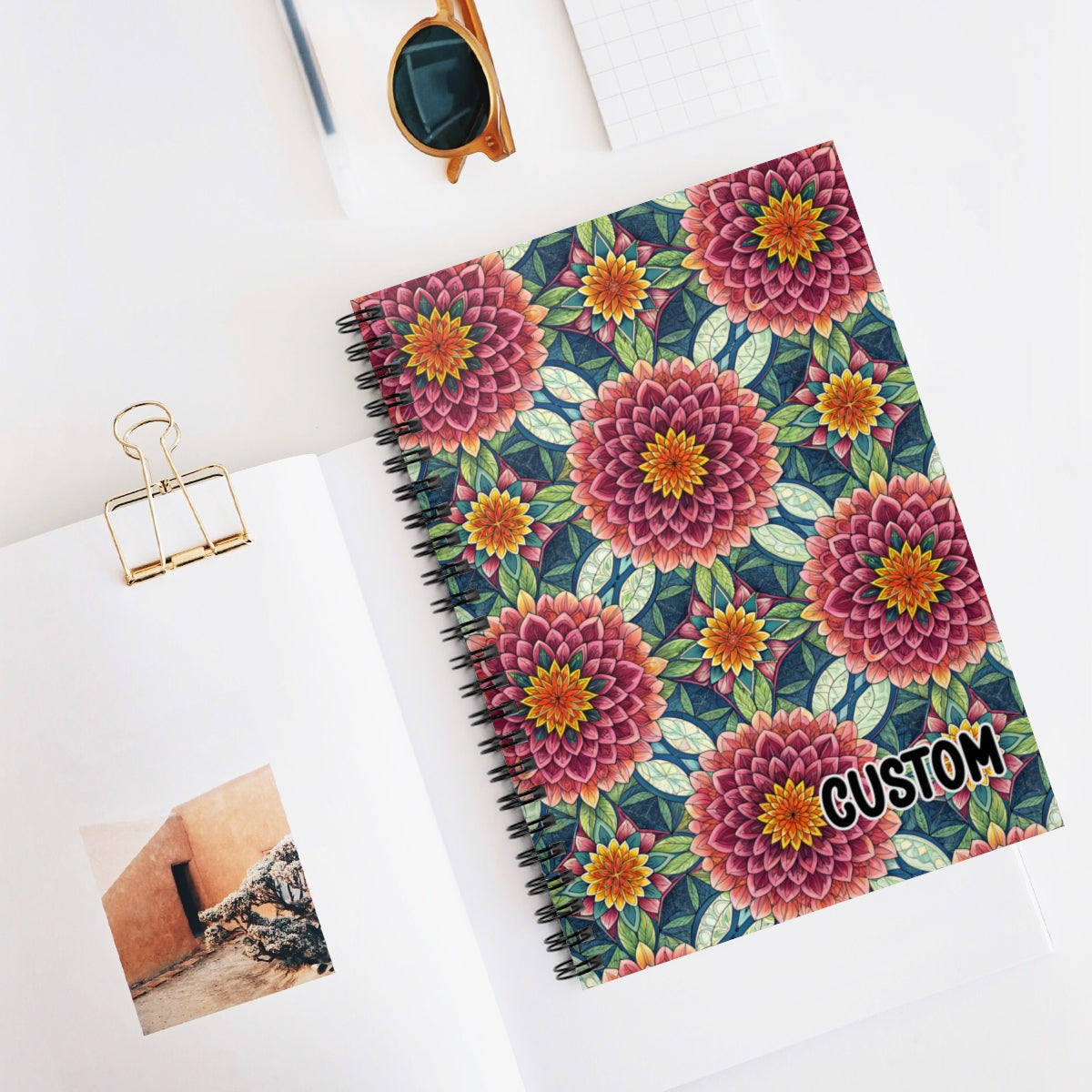 Custom Floral Pattern Spiral Bound Notebook