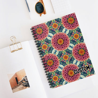 Custom Floral Pattern Spiral Bound Notebook