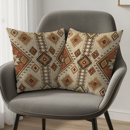 Rustic Diamond Pattern Beige And Brown Print Pillows & Pillow Cases - Walk Greener