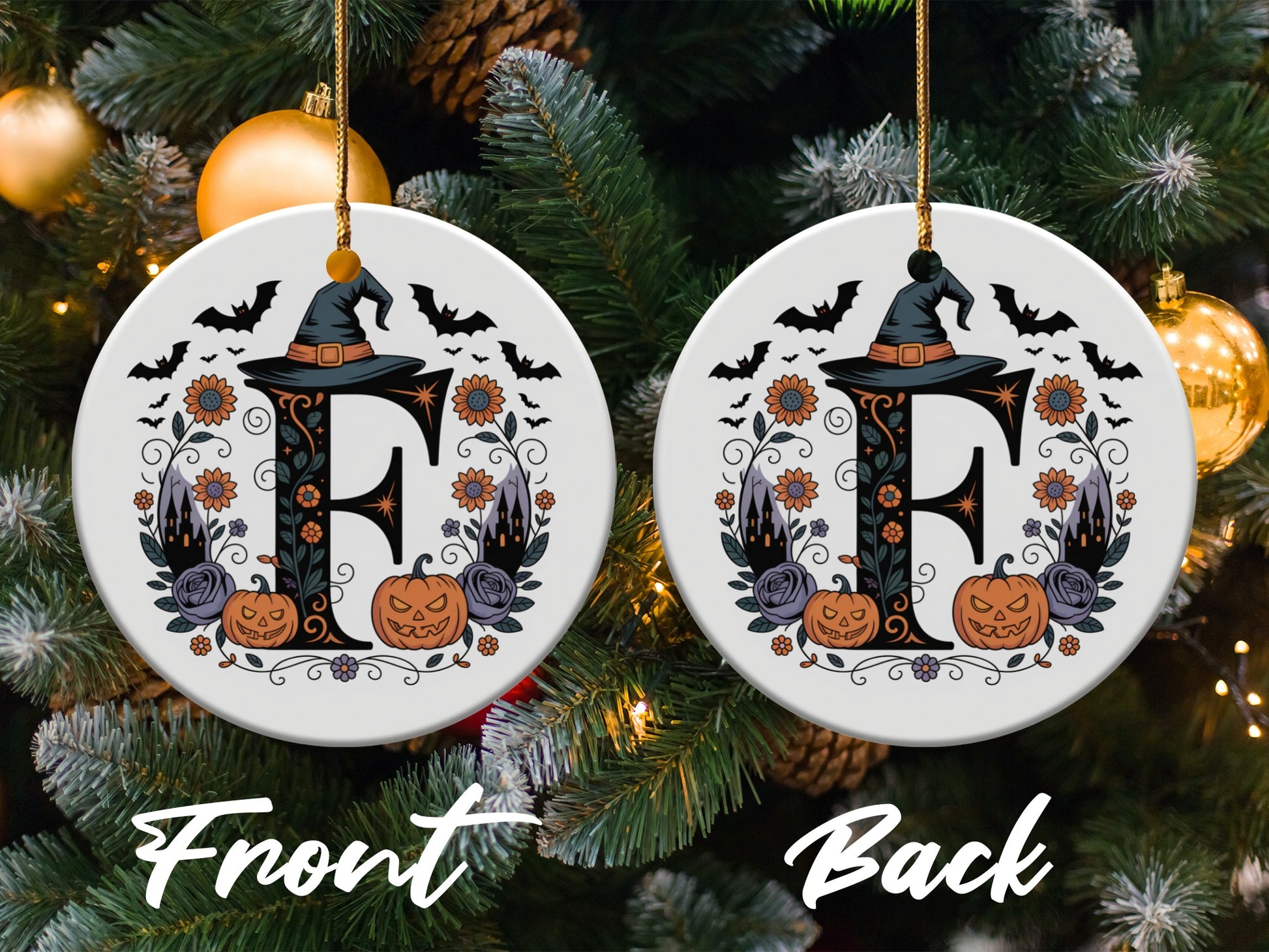 Halloween Monogram F Double Sided Ornament product type
