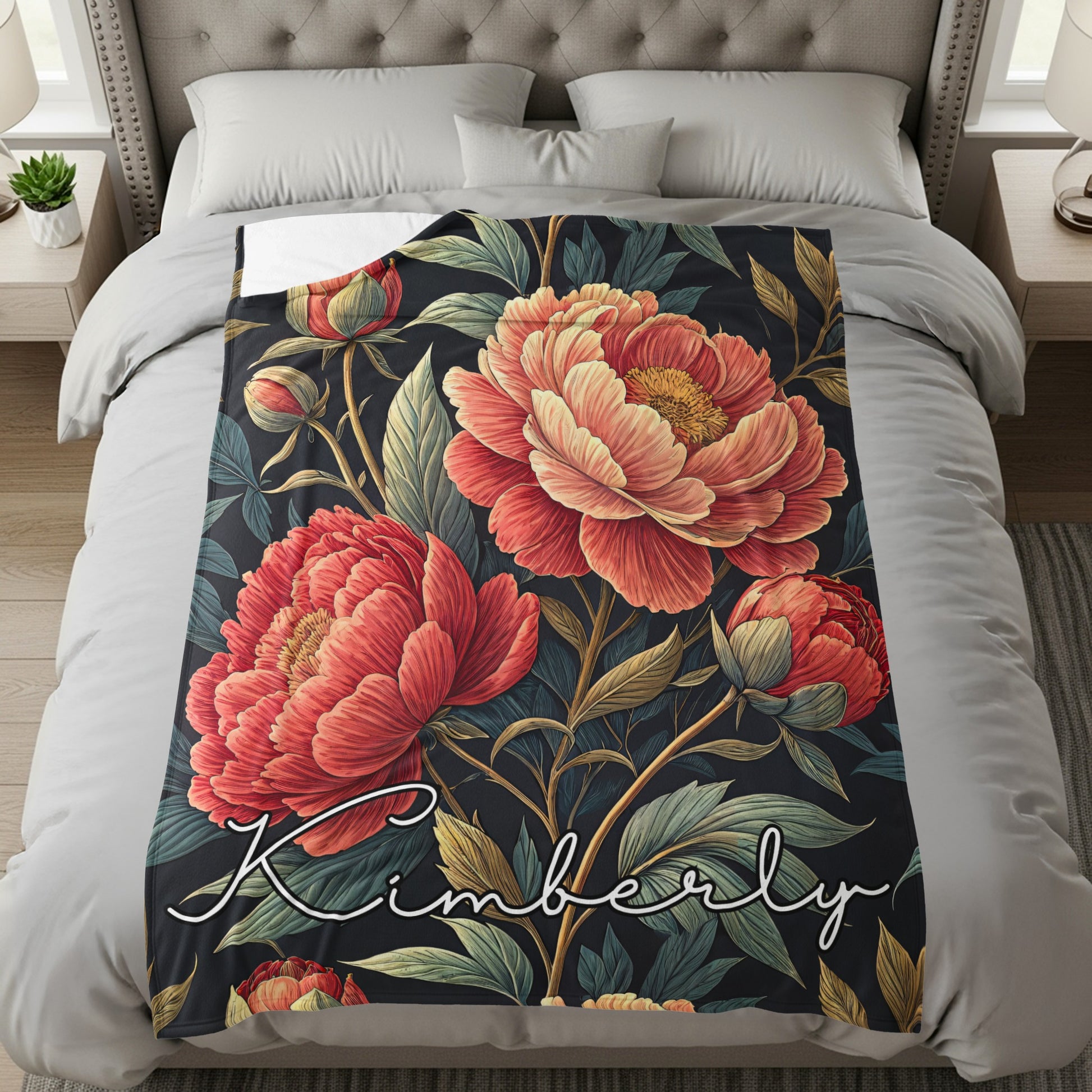 Custom Name Beautiful Flowers With Dark Background - Walk Greener
