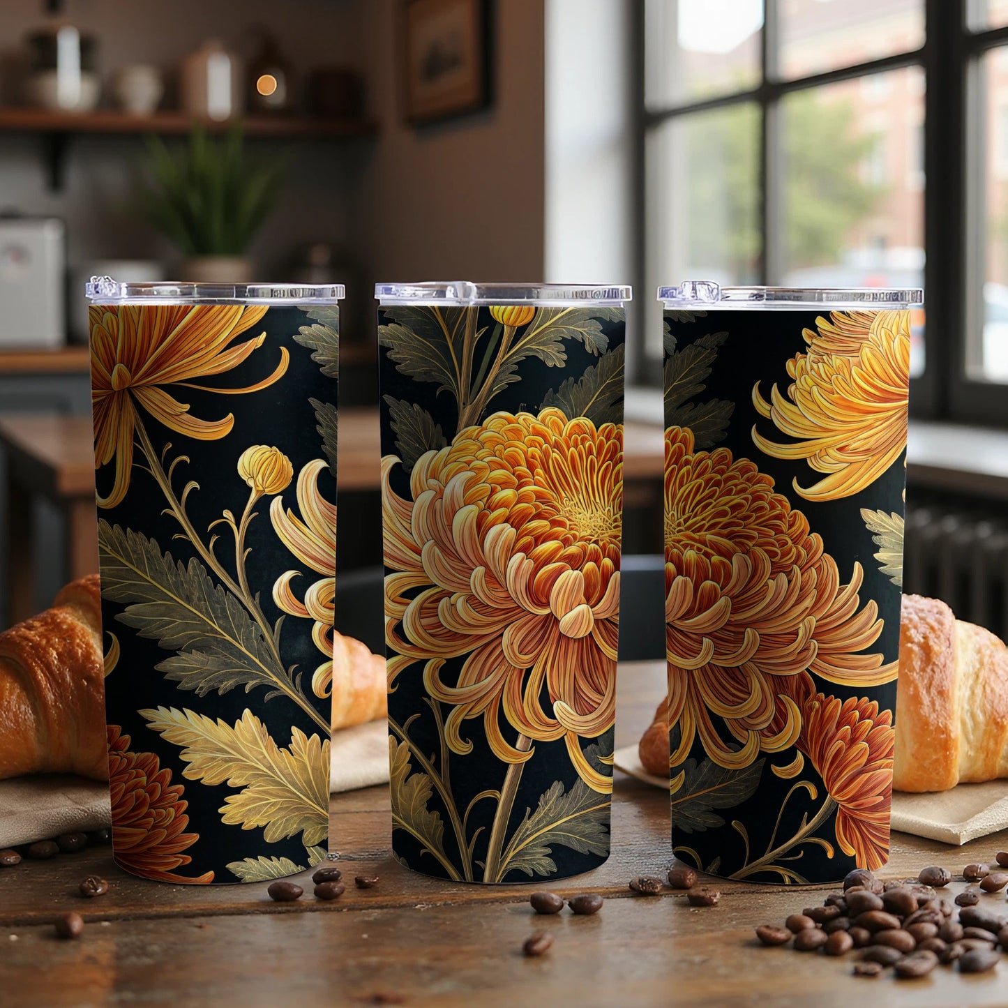 Elegant Floral Design Insulated Travel Tumbler Cup