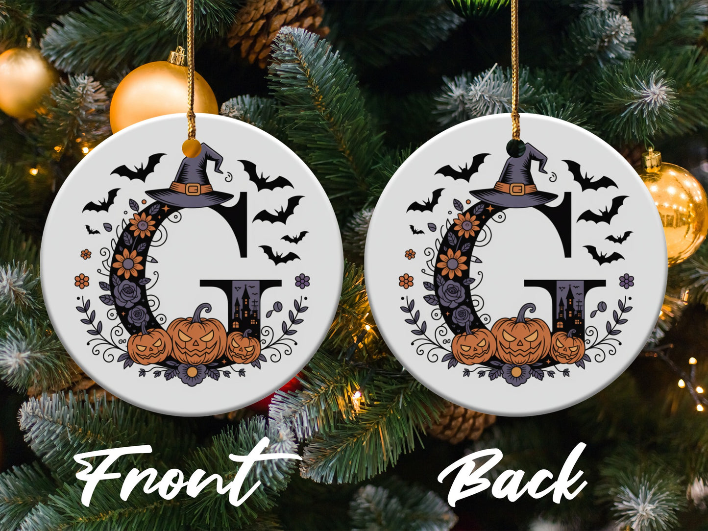 Personalized Halloween Initial Ornament product