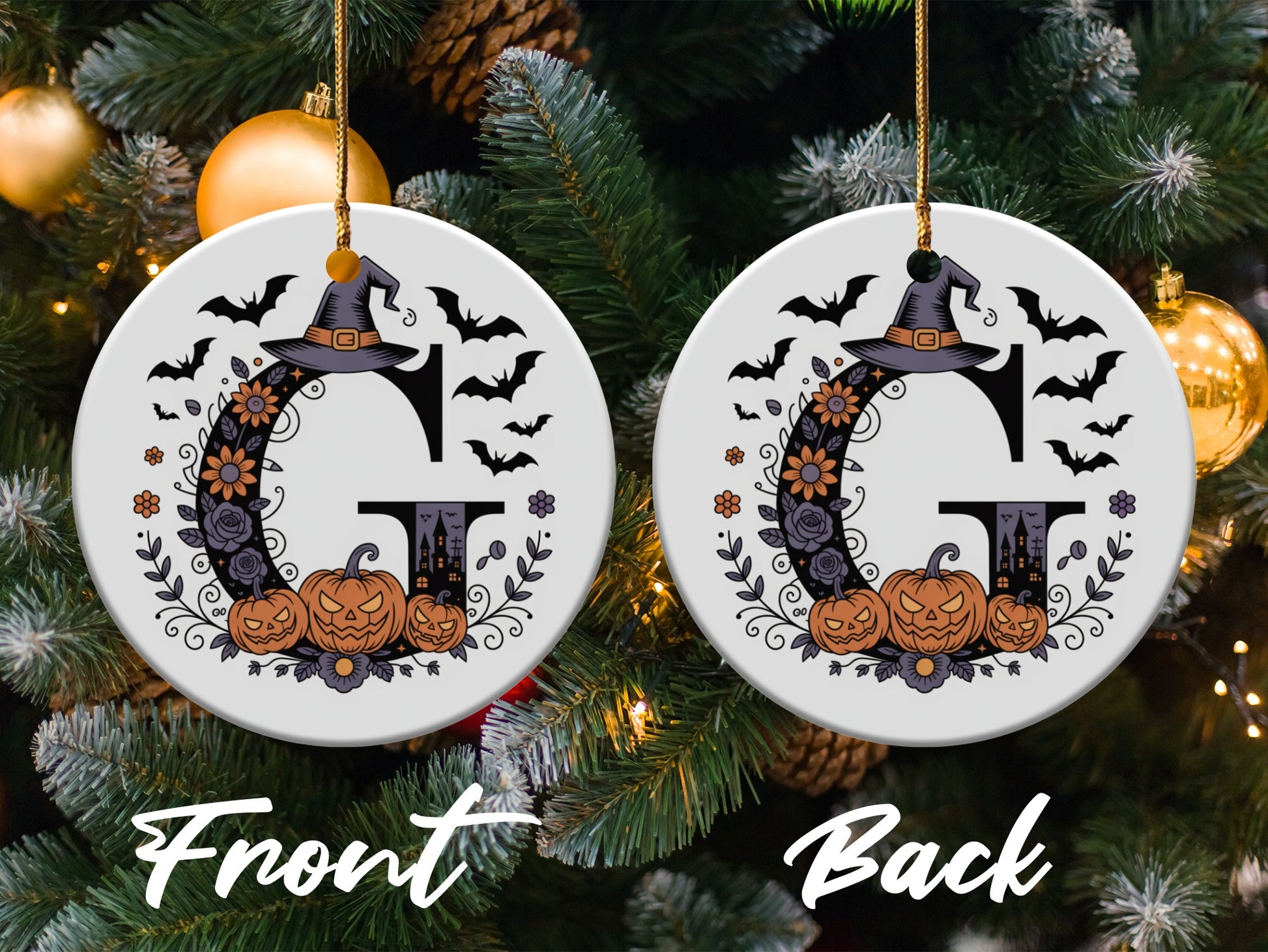 Personalized Halloween Initial Ornament product