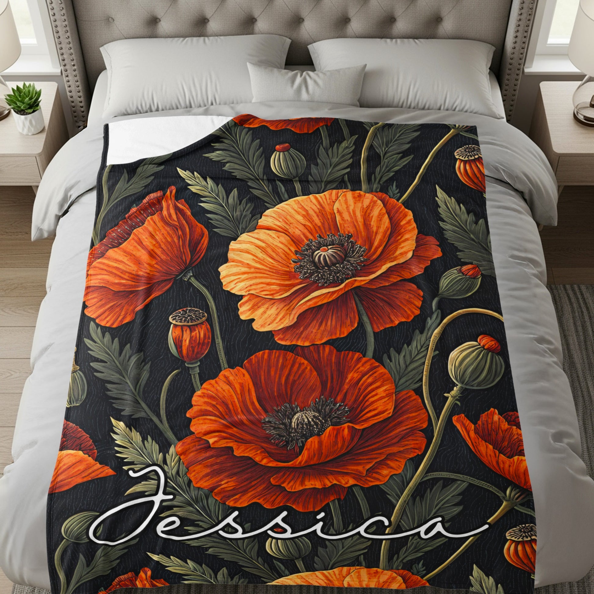 Jessica Personalized Floral Comforter Blanket