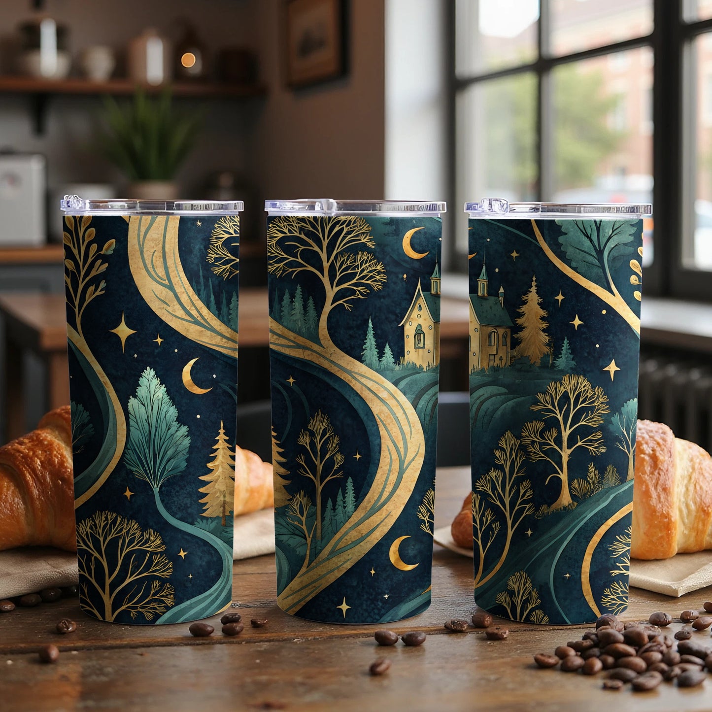 Enchanted Forest Night Sky Travel Tumbler