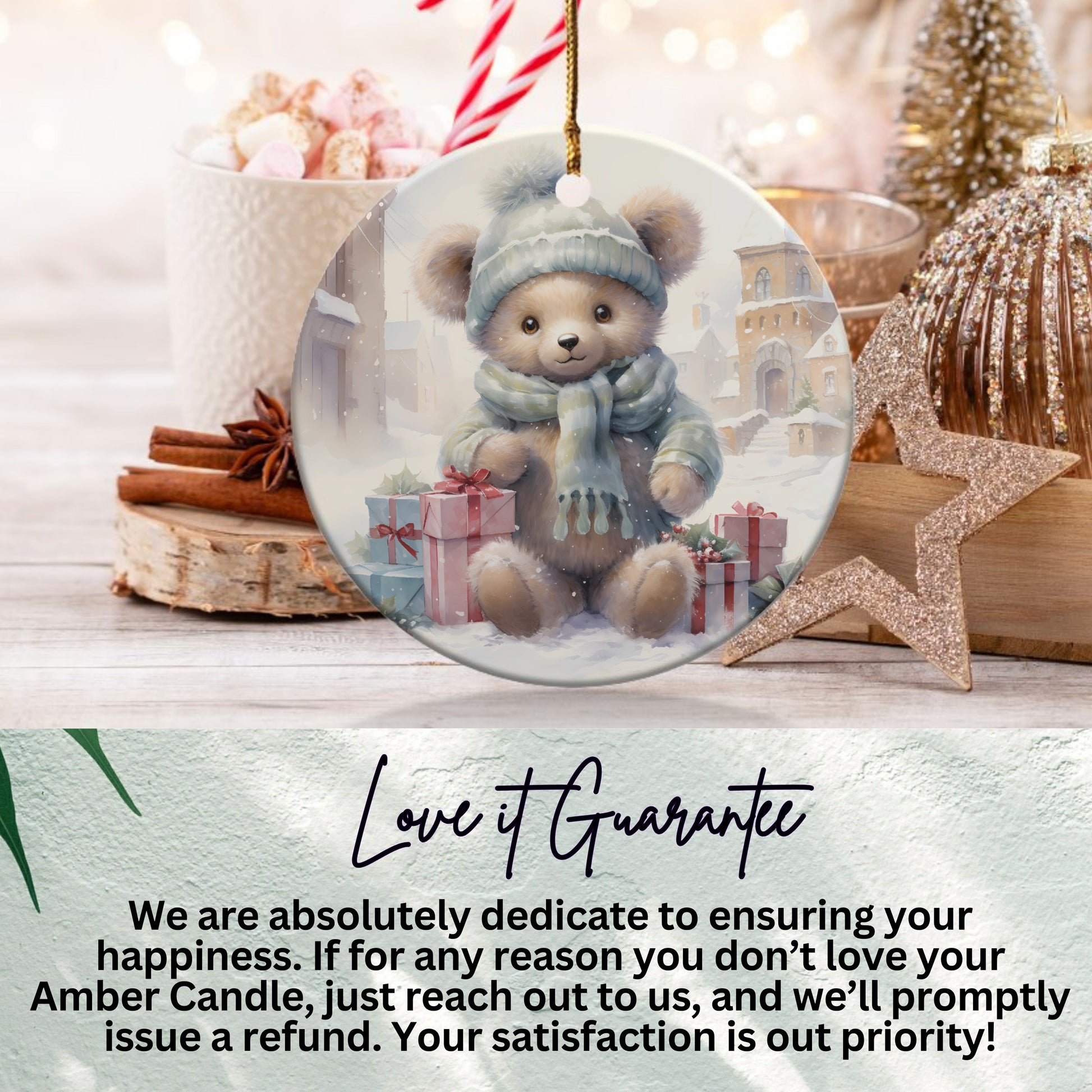 Adorable Holiday Bear Design Hanging Ornament product
