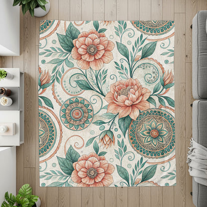 Artistic Vintage Floral Garden Inspired Artwork Velveteen Plush Blankets - Walk Greener