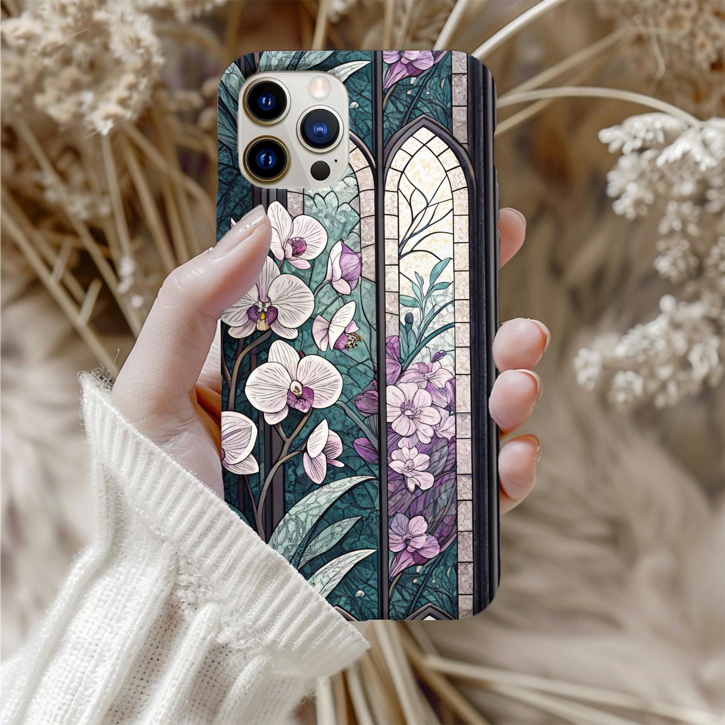 Stained Glass Floral Design iPhone Case
