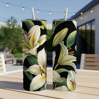 Elegant White Lilies Floral Pattern Design for Spring Tumblers - Walk Greener