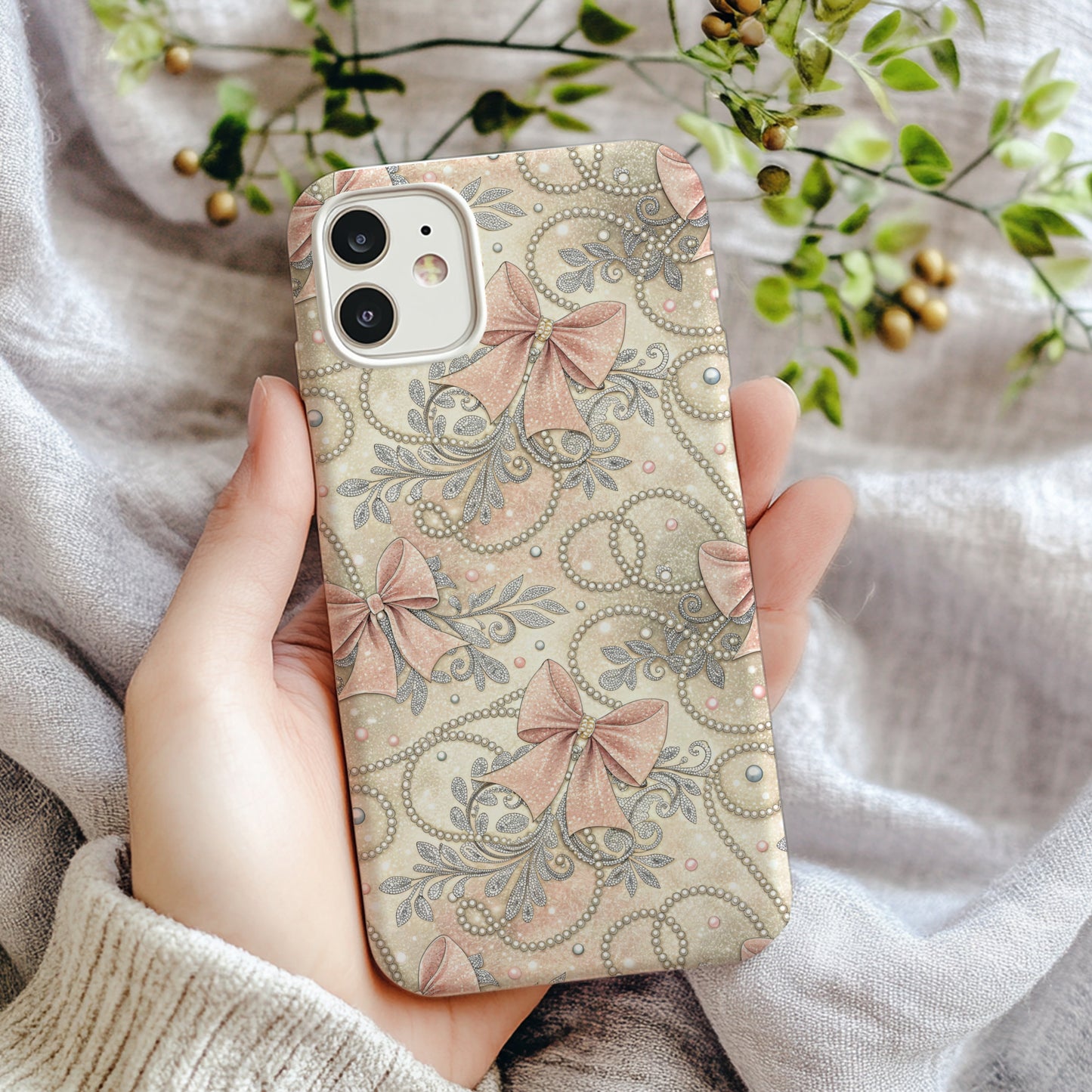 Elegant Floral Bow Design Hard Case Phone Cover
