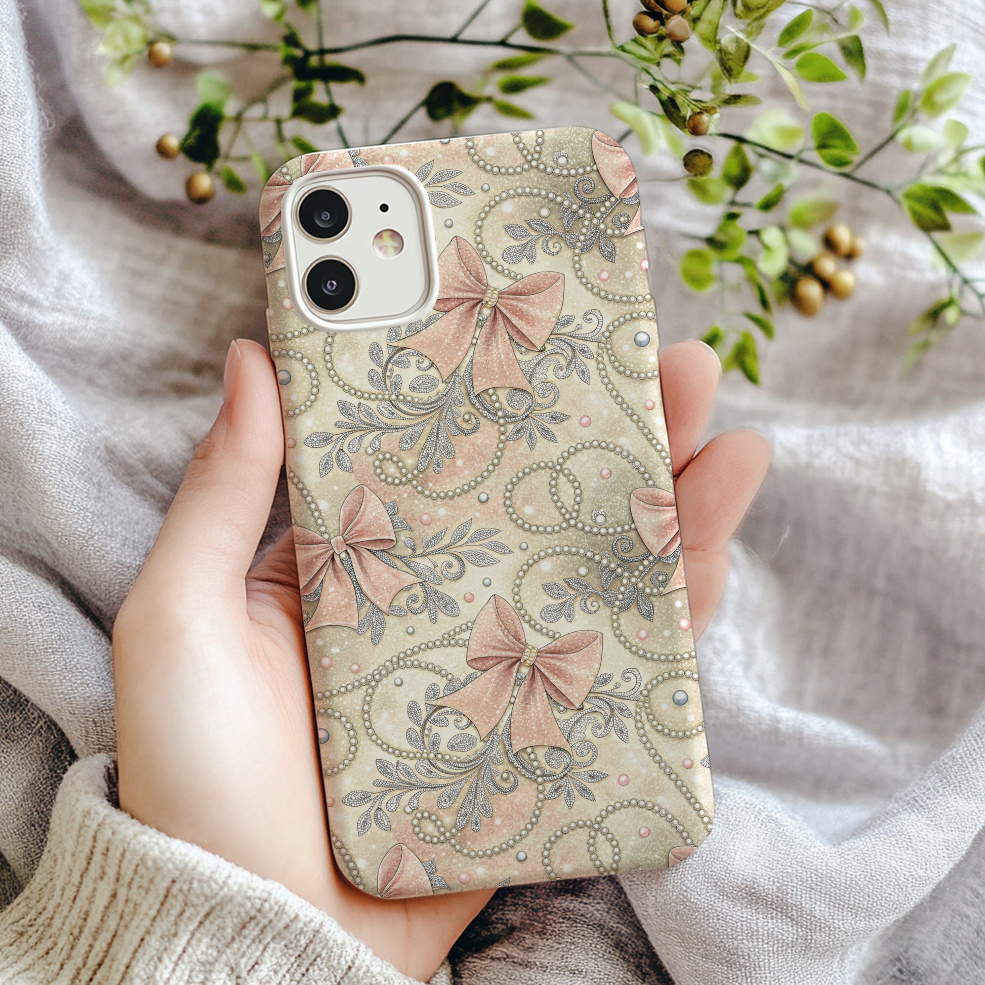 Elegant Floral Bow Design Hard Case Phone Cover